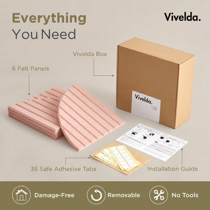 VIVELDA Large Felt Bulletin Board Arched 35" x 24" - Cork Board Alternative for Wall, 6 Felt Tiles with 32 Adhesive Tabs, Stylish Pin Board for Home Office, Bedroom & Classroom (Salmon)