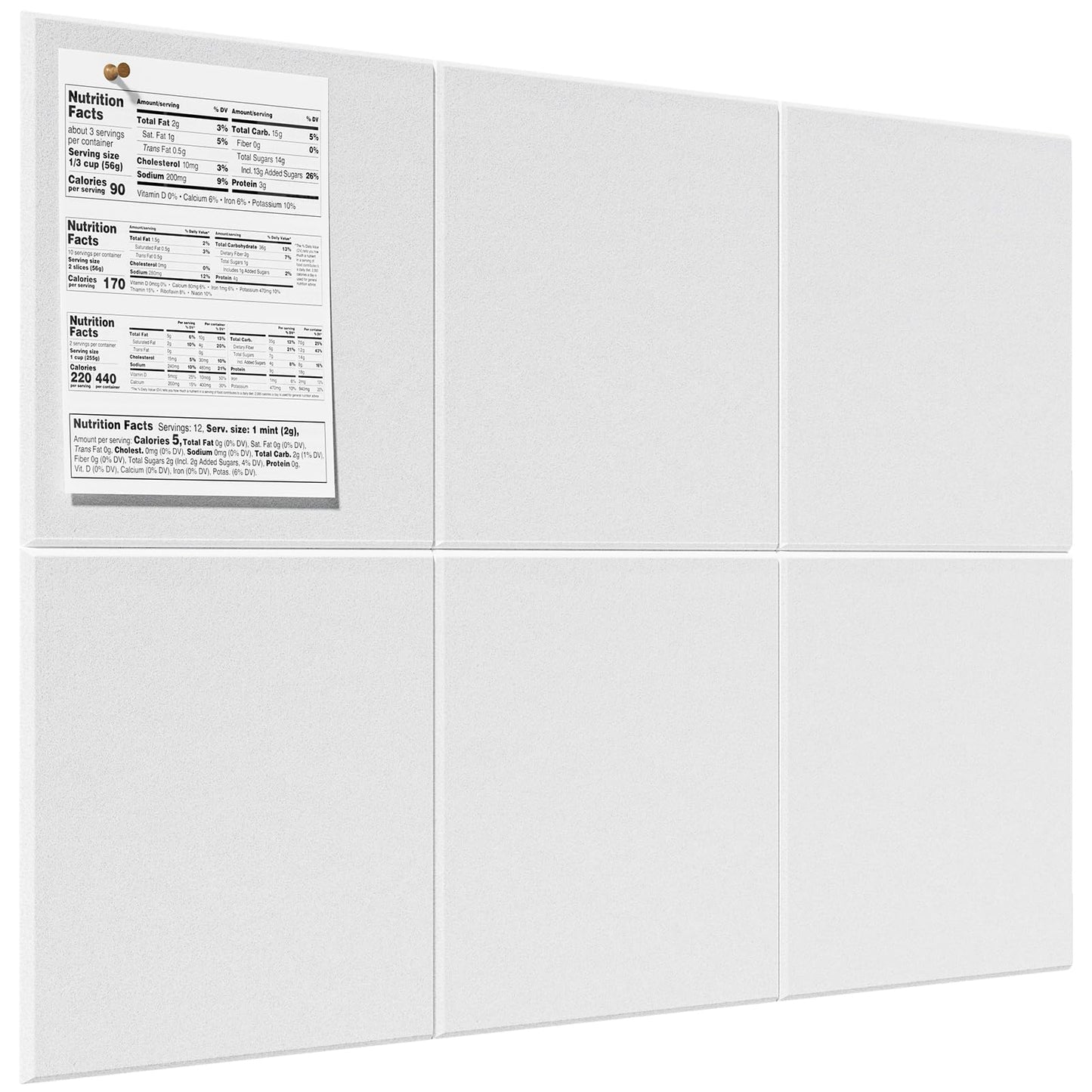 MaxGear Large Cork Board for Wall 36" x 24", White Bulletin Board, 6 Pack Felt Wall Tiles with Pushpins, Cork Boards for Office Pin Board Tack Board Cork Boards