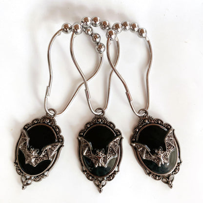 ZILucky Set of 12 Bats Shower Curtain Hooks Rings, Gothic Vampire Bat, Halloween Party Supplies Haunted House Decoration (Black-Background)