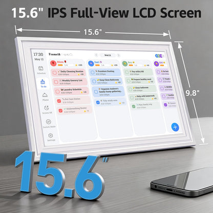 15.6 Inch IPS Touch Screen Smart Digital Calendar, HD Family Wall Desk Planner with Chore Chart, Meal Planner & Reward System, Free 64GB Card, Ideal Gift for Family, Parents, Kids