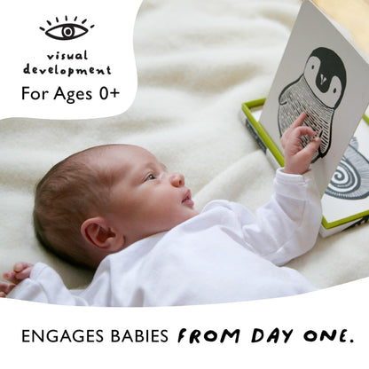 Wee Gallery Art Cards for Baby, Durable High Contrast Black and White Animal Flashcards for Newborns, Brain Development, Sensory Toys, Tummy Time Essentials for Infant and Toddler - Original Animals