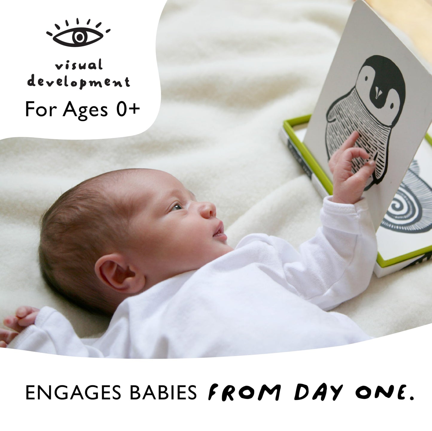 Wee Gallery Art Cards for Baby, Durable High Contrast Black and White Animal Flashcards for Newborns, Brain Development, Sensory Toys, Tummy Time Essentials for Infant and Toddler - Jungle Animals
