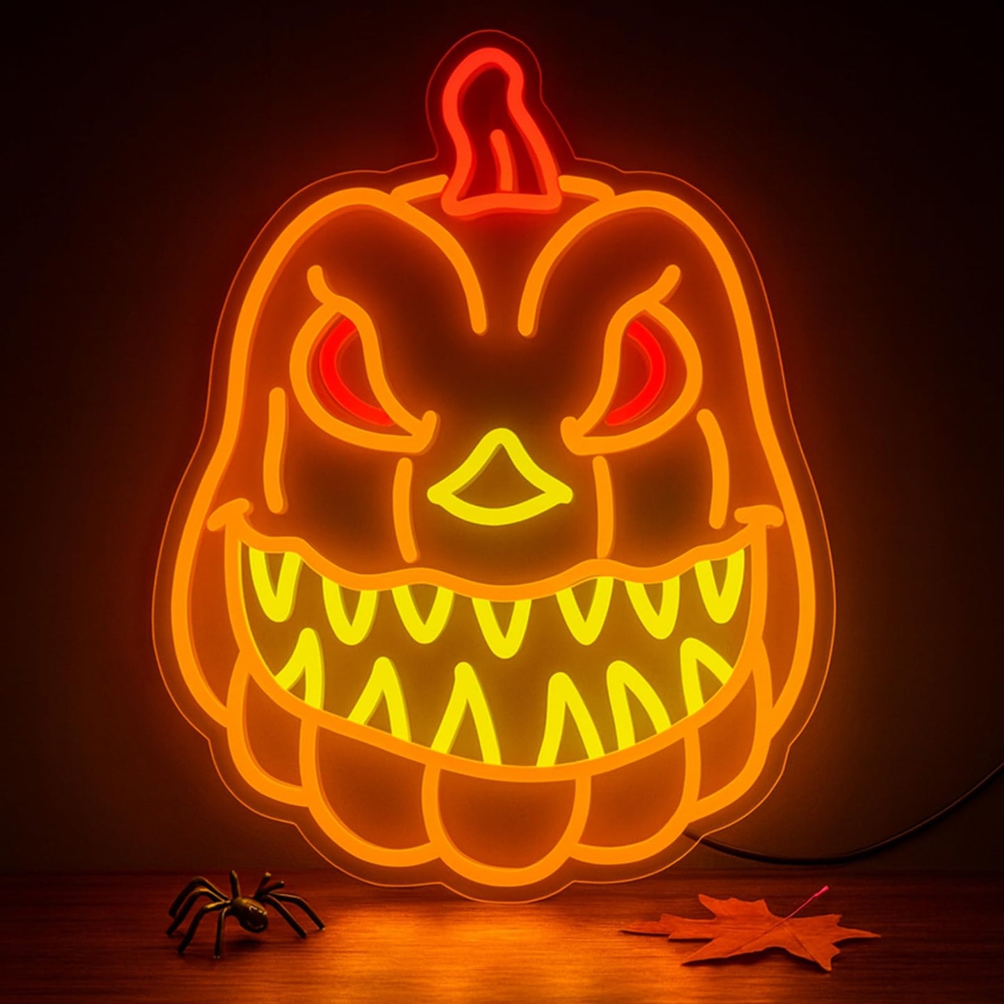 Pumpkin Neon Sign for Wall Decor, Spooky Pumpkin LED Wall Light, Fall Decor for Bedroom – USB Powered Dimmable Accent for Kids’ Room, Game Room, Bar, Halloween Party, Seasonal Holiday Gift