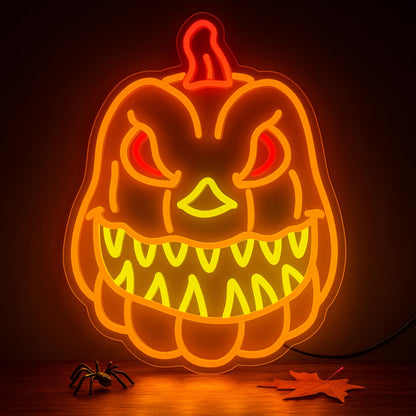 Pumpkin Neon Sign for Wall Decor, Spooky Pumpkin LED Wall Light, Fall Decor for Bedroom – USB Powered Dimmable Accent for Kids’ Room, Game Room, Bar, Halloween Party, Seasonal Holiday Gift