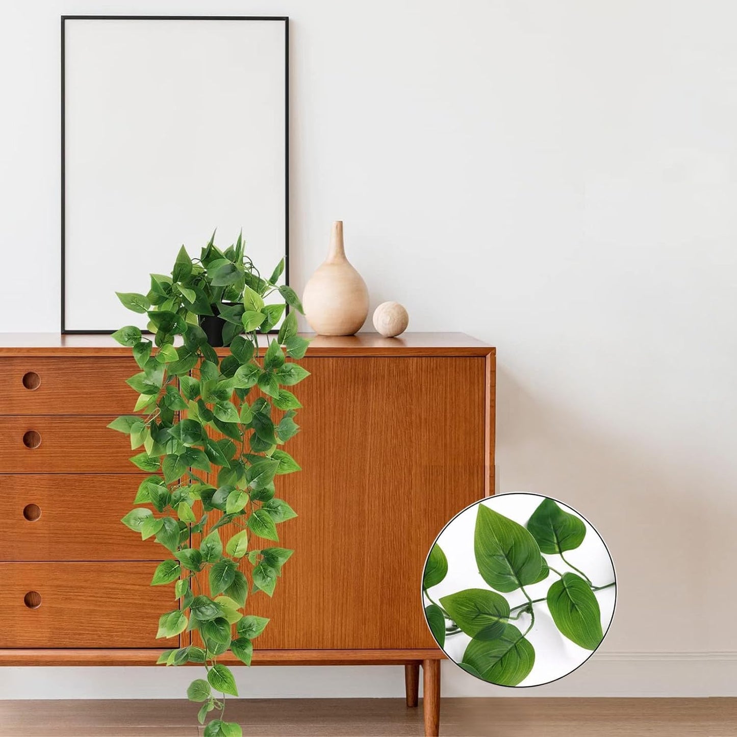 BLEUM CADE Fake Hanging Plants, 4pcs Artificial Pothos Vines Greenery for Wall Home Living Room Office Indoor Outdoor Decor (No Baskets)