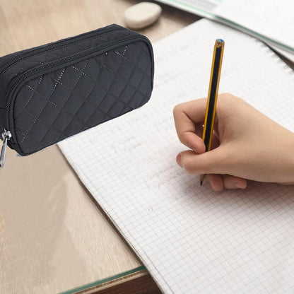 Della Gao Small Pencil Case Large Capacity Pencil Pouch Marker Pen Bag Coin Pouch Office Stationery Organizer (Black-02RH)
