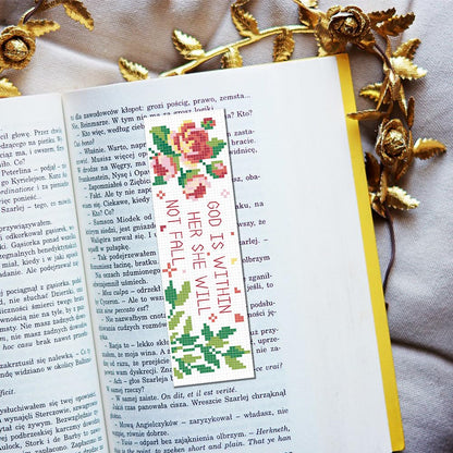 FREEBLOSS 6 Set Cross Stitch Bookmark Kits Stamped Embroidery Kit Bookmarks DIY Book Marks Printed Cross Stitch Kits with Instructions 8''x2.4'' Flowers Daisy Rose Lily