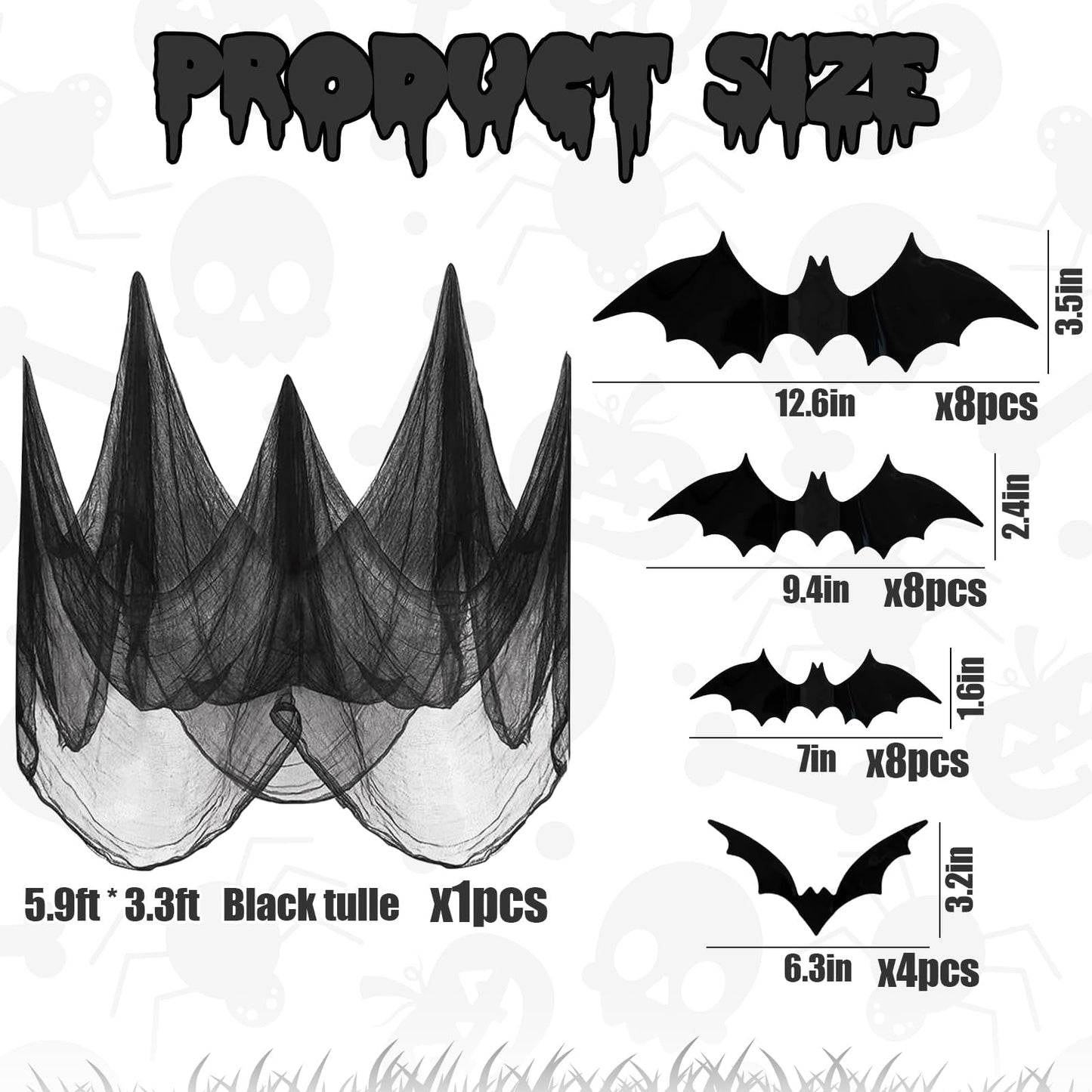 Halloween Hanging Witch Hats Decorations - 12PCS Black Witch Hats with Lights DIY Floating Witch Hats with 28PCS 3D Bats and Creepy Cloth for Halloween Porch Tree Party Decorations