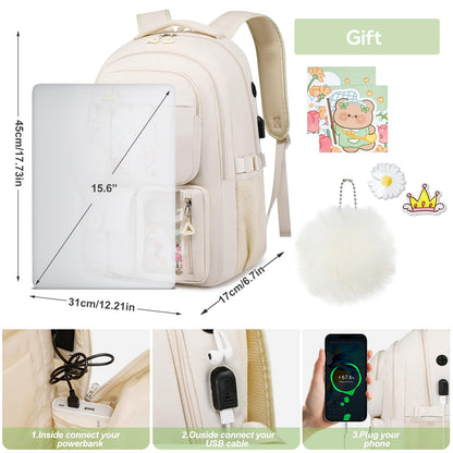 kadilong School Backpack for Teen Girls,Cute Backpacks for Women Aesthetic Bookbag Laptop Bag Back Pack for Middle School