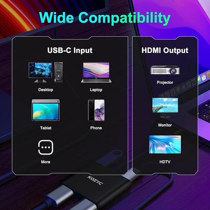 KOZYC USB C to Dual HDMI Adapter 4K@30Hz, USB C Hub Multiport Adapter with 2xHDMI, USB 3.0, 100W PD, Support USB C to HDMI Splitter Extended Display (MST Only Support Windows), Black