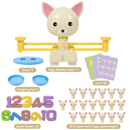 Puppy Balance Counting Toys, Cool Math Learning Games for Boys and Girls, Educational Number Toy Preschool Puppy Balance Counting Toy, Fun Children's Gift STEM Math Games Toys for Kids Age 3+(63 PCS)