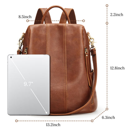 S-ZONE Leather Backpack Purses for Women Antitheft Soft Rucksack Ladies Shoulder Bag Medium
