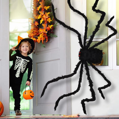 Epesl Halloween Giant Spider Outdoor Decorations, 7.5Ft Huge Hairy Black Spider, Scary Fake Spider Props for Halloween Indoor, Outdoor and Yard Patio Window Creepy Decor Supplies