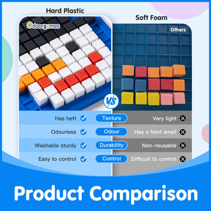 Odoorgames Pixel Art Creator - STEM Toys - 400 Hard Plastic Cubes, Fine Motor Skills Educational Games & Kindergarten Activities Toy for Kids