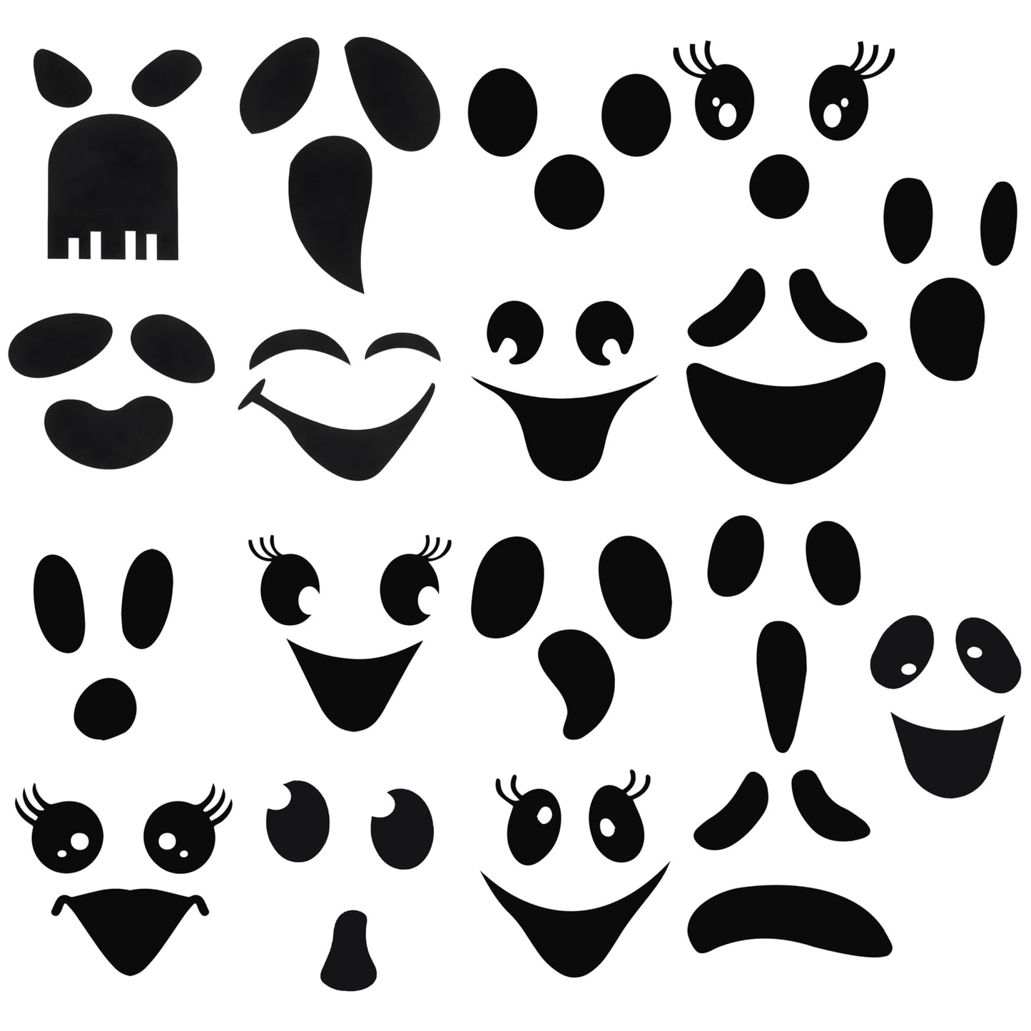 18 Pcs Cute Ghost Face Vinyl Decal Stickers for Halloween - DIY Craft Art Stickers, Wall Decals, Glass Window Sticker