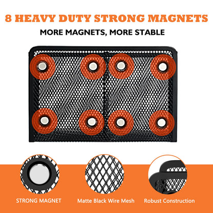 Ameceres Magnetic Pencil Holder - Extra Strong Magnets Mesh Marker Holder Perfect for Whiteboard, Refrigerator and Locker Accessories (2-Compartment (1 Pack))