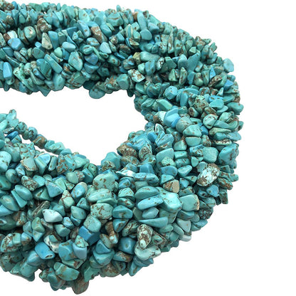 favoramulet 5-8mm Green Howlite Turquoise Tumbled Stone Chip Beads for Jewelry Making, Irregular Shaped Healing Crystal Loose Beads Strand, 64 Inches