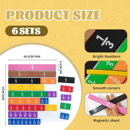 HEHIPLE Plastic Rainbow Fraction Tiles, Rainbow Montessori Math Materials, Fraction Set for Math Classroom Fractions Manipulatives Math Manipulatives for Home School Supplies