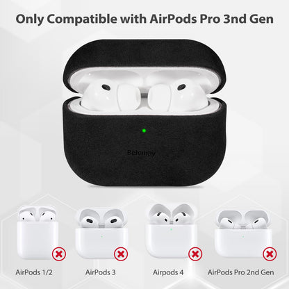 Belemay Handcrafted Alcantara Case for AirPods Pro 3rd Gen (2025), Compatible with MagSafe, Luxury Italian Suede-Like Material, Comfortable Grip, Elegant Cover Compatible with Airpods Pro 3, Black