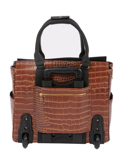 JKM & Company Rolling Laptop Bag for Women | Designer Wheeled Briefcase | Fits 13-17" Laptops | Office Travel Computer Case (Manhattan)