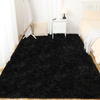 Puremy Black Area Rug, 5x7, Soft Plush for Living Room, Bedroom & Nursery, Non-Slip Indoor Carpet for Study, Kids Room Decor