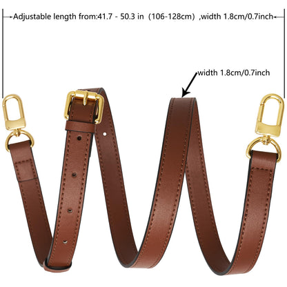 RICLVS Genuine Vachetta Leather Crossbody Strap Genuine Leather Adjustable Replacement Strap for Shoulder Bag Handbag Purse (Brown)
