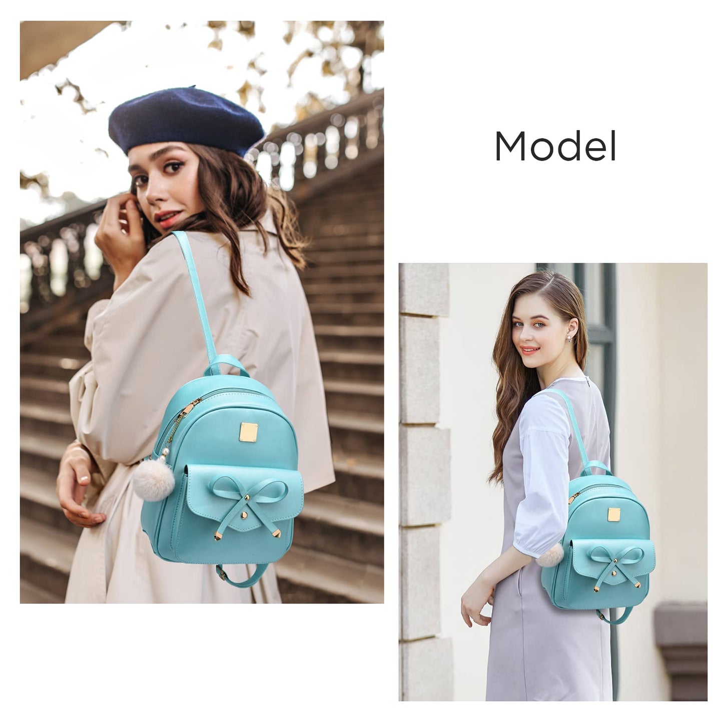 I IHAYNER Girls Bowknot 3-Pieces Fahsion Leather Backpack Backpack Purse for Women Rucksack for Ladies Shoulder Bag Orange