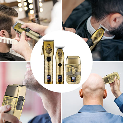 Lanumi Professional Hair Clipper Trimmer Set for Men Electric Shaver Razor Cordless Hair Cutting Barber Clippers Beard Trimmer Men’s Grooming Kit Gifts for him