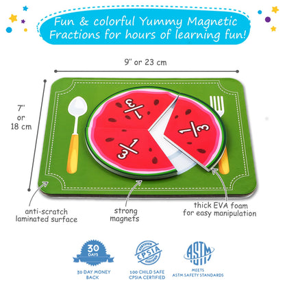 112 PCS Yummy Magnetic Fractions - Magnetic Fraction Tiles & Circles, Bars, Classroom Math Manipulatives, Fraction Manipulatives for Elementary Teachers 2nd, 3rd, 4th, 5th Grade - Simply Magic