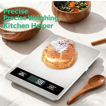 Digital Pet & Kitchen Scale 15kg/33lb, Stainless Steel Platform Food Scale with High Precision 1g/0.04oz, Gram Ounces Conversion, LCD Display, Easy Clean for Cooking Baking Shipping & Pet Weight