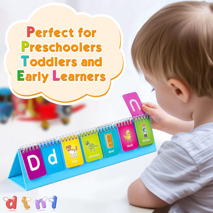 Laffunz Alphabet Learning Flip Chart Toddler ABC Learning Toys for Kids Ages 3-5, Matching Letter Game Lowercase & Uppercase Alphabet Flash Cards, Kindergarten Preschool Classroom Learning Activities