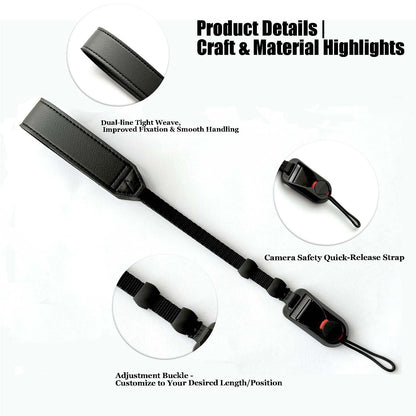 YUJA Quick-Release Wrist Strap for Camera, Secure Anti-Drop Leather Hand Grip Compatible with Sony, Canon, Fujifilm, GoPro