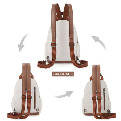 CLUCI Sling Bag for Women Leather Women's Backpack Small Convertible Backpack Purse Crossbody Bag for Travel