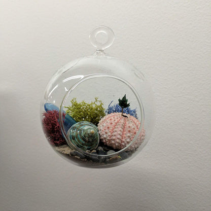 WGVI WGV Hanging Terrarium Globe, Width 8", Height 9", DIY Air Succulent Planter, Clear Glass Vase Orb with Flat Bottom, Candle Holder for Windowsill Outdoor Garden Decor, 1 Piece
