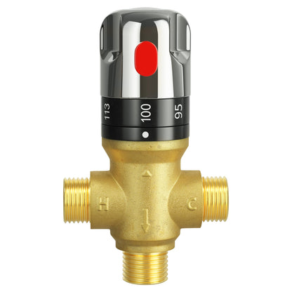 FUGO Thermostatic Mixing Valve, 1/2 NPT Solid Brass Temperature Control Valve