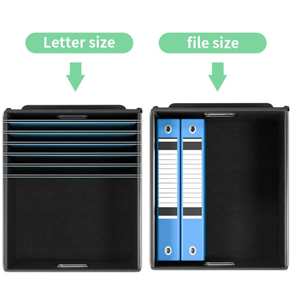 Huolewa File Organizer Box with Lid, Collapsible File Folder Organizer for Office Document Storage, Filing Box with Plastic Slide for Letter Size Hanging File Folders(1 Pack, Light Green)