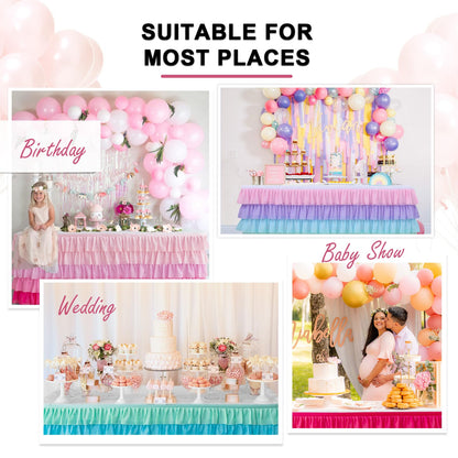 JEVIX Pink Table Skirt 6ft Tutu Table Skirt For Rectangle Table Birthday Party Decorations Baby Shower Girls Parties Cake Dessert Table Decorations Ruffle Table Skirting