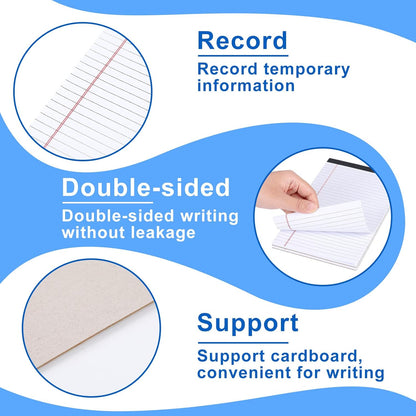 Gueevin 200 Pcs Legal Pads 5x8 Inch Note Pads Lined Small Notepads Bulk Wide Ruled Writing Paper 5 x 8 Mini Notebook for School, College, Office, Classroom Supplies, 40 Sheets (White)