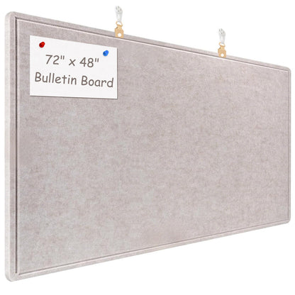 Large Bulletin Board - 72 x 48 Inches, Large Felt Board Decorative Pin Board for Wall, Foldable Photo Board, Lightweight Durable Pin Board for Home, Office, School, Classroom, Kitchen (Light Camel)