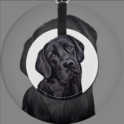 Luggage Tag Black Lab Dog Lover, Pu Leather Bag Travel Suitcases Id Identifier Baggage Label for Women Men Boys Girls