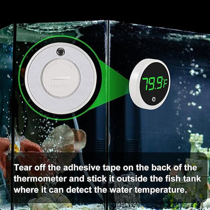 2PACK LED Aquarium Thermometer - 5S Refresh Speed Touch Screen Fish Tank & Terrarium Water Temperature Test Digital Thermometer