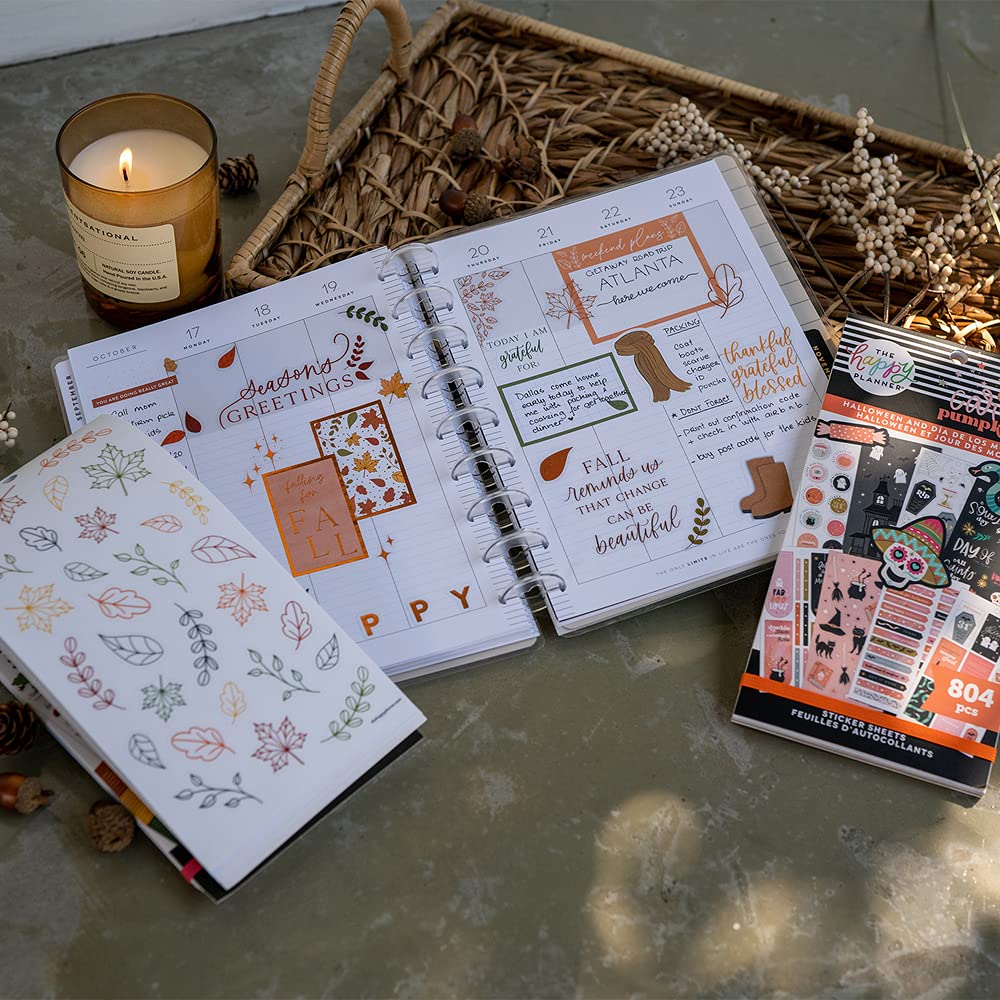 The Happy Planner Sticker Pack for Calendars, Journals and Projects –Multi-Color, Easy Peel – Scrapbook Accessories – Fall Seasonal Theme – 30 Sheets, 869 Stickers Total