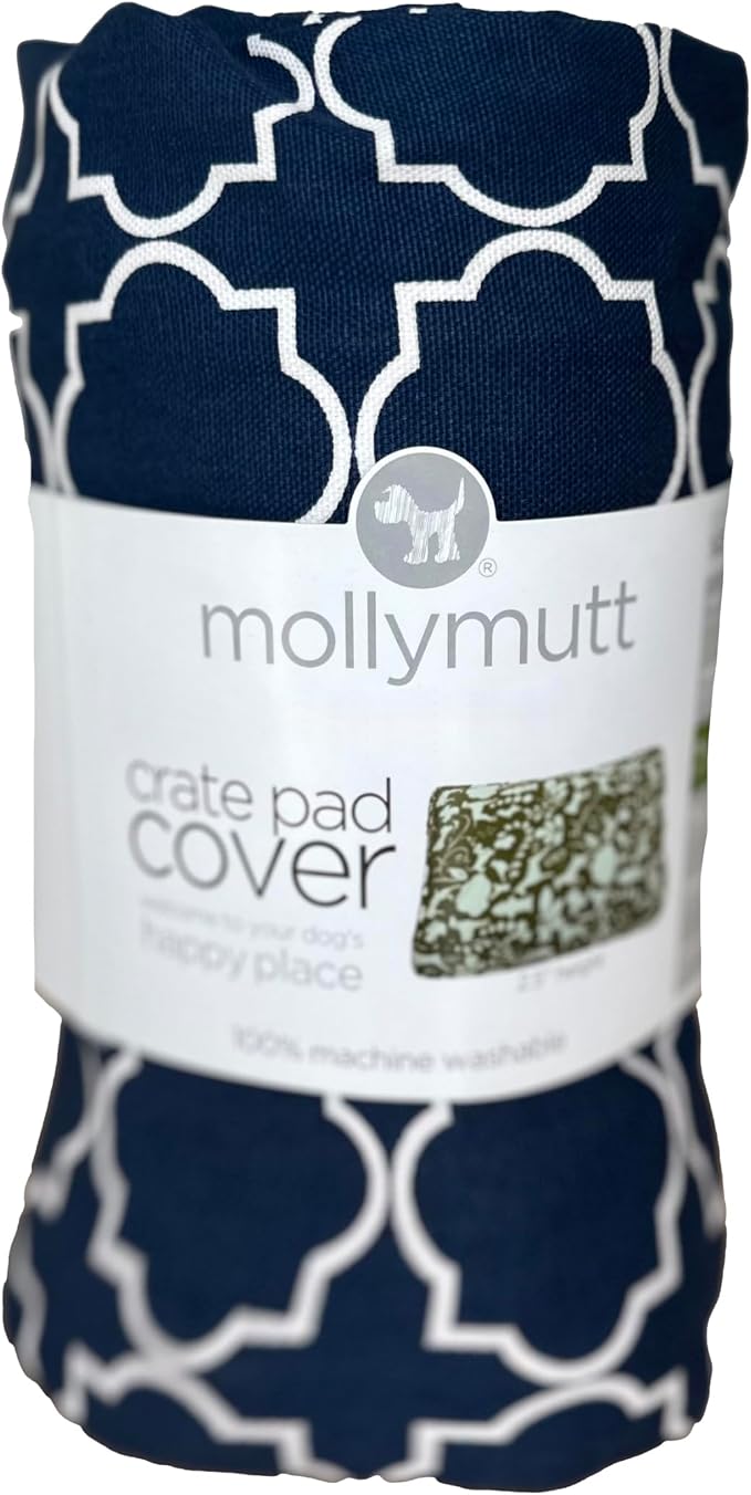 Molly Mutt Dog Crate Pad Cover, 100% Cotton Canvas Cover for Dog or Puppy Crate Bed, Durable, Washable, and Free of Harmful Chemicals, Pre-Shrunk, 36"x24"x2.5", Romeo & Juliet