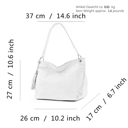 modamoda de - T154 - shoulder bag made of italy leather (Cream beige)