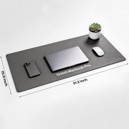 POCHAR Vegan Leather Desk Mat 31" x 16" - Office Desk Pad Protector for Desktop - Non-Slip PU Leather Dual-Sided Desk Blotter for Laptop Mouse Keyboard - Waterproof Writing Signing Pad, Gray
