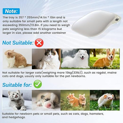 Small Digital Pet Scale for Dogs Cats, Max 33 lbs LCD Display Small Animal Scale, Multi-Function Mini Electronic Kitchen Food Weighing Scales, for Hamster Kitten Puppy Hamster Little Bird