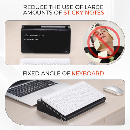 TOWON Small Compact Glass Desktop Whiteboard with Storage – 12 x 7 in Dry Erase Board for Desk, Home Office, School | Includes 5 Markers, Eraser & Holder | Space-Saving Organizer, Aesthetic Black