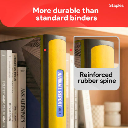 Staples Heavy-Duty 3-Inch D-Ring Binder, Yellow – Large Capacity 3-Ring Binder, Holds Up to 600 Sheets for School & Office