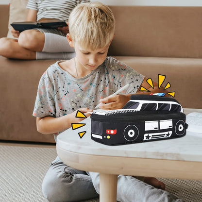 LEDAOU Cute Pencil Case for Kids Girls Boys Pencil Pouch kawaii Pen Pencil Box Bag Holder for School Students (Police Car)