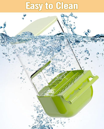 BNOSDM No Mess Bird Cage Feeders Automatic Bird Feeder Parrot Cage Accessories Transparent Seed Food Container with Perch for Finches, Parakeets, Budgies, Lovebirds, Cockatoos, Canaries (Green)